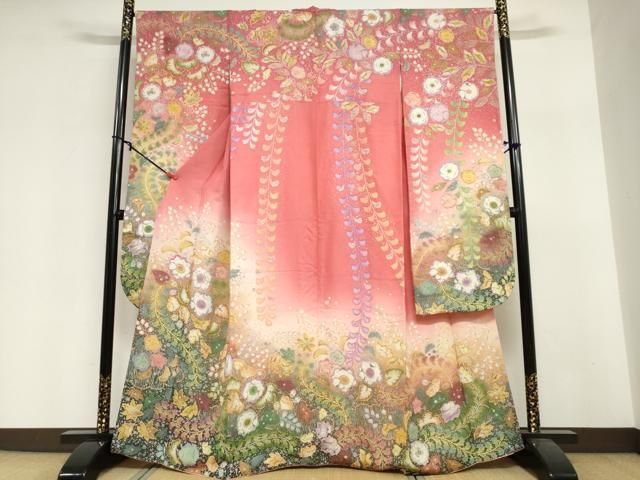 平和屋着物●豪華振袖　絞り　辻が花　暈し染め　銀通し地　正絹　逸品　DABI2034ud 33,800円