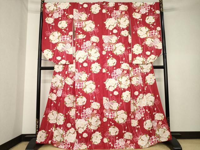 平和屋着物●小振袖　二尺袖　花丸文　洗える着物　AABK6215ck 22,464円