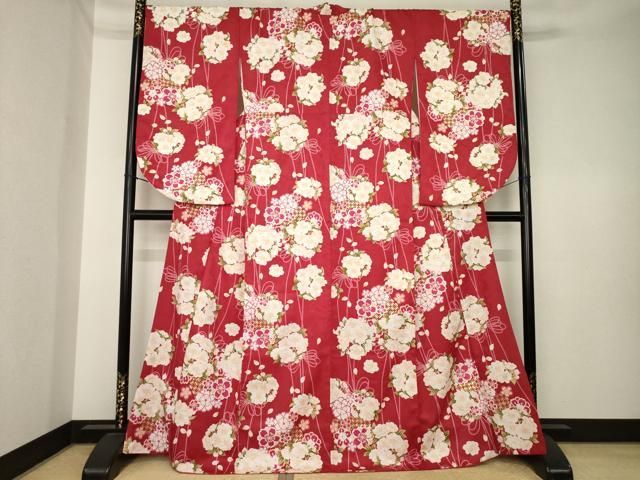 平和屋着物●小振袖　二尺袖　花丸文　金彩　洗える着物　AABK6218ck