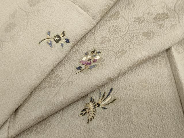 平和屋着物●上質な小紋　刺繍　花鳥文　金彩　正絹　逸品　DABI2078ud 18,200円