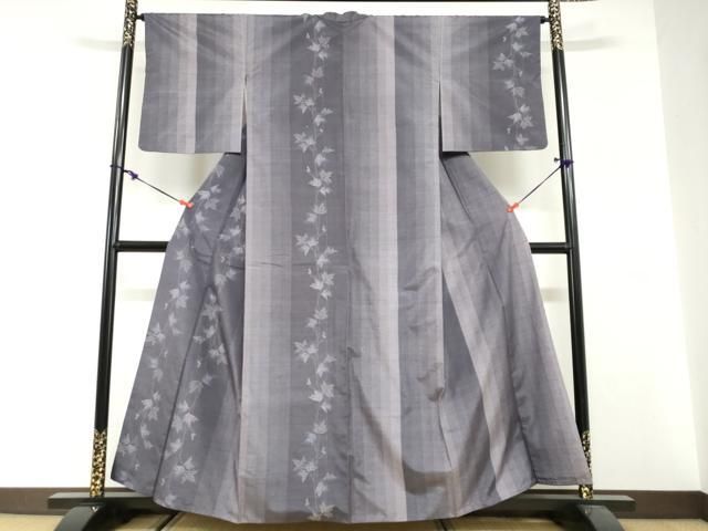 平和屋着物●訪問着　紬地　枝葉間道　正絹　逸品　DABG2819ud