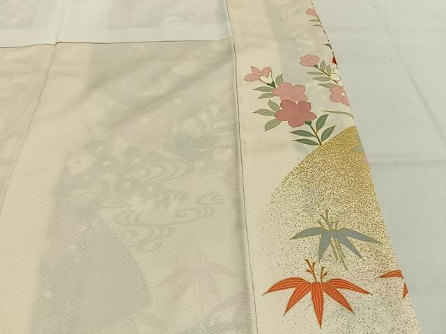 平和屋着物●豪華振袖　駒刺繍　地紙花鳥文　金彩　正絹　逸品　AABK1339fy