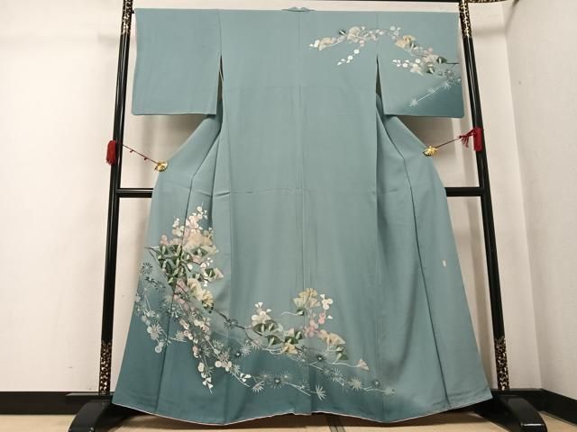 平和屋着物●訪問着　友禅　作家物　草花文　暈し染め　正絹　逸品　AABK2233ph