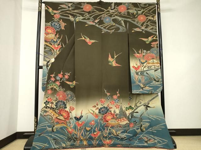 平和屋着物●豪華振袖　紅型　風景文　暈し染め　ロング丈　正絹　逸品　AABK3097ck 35,490円