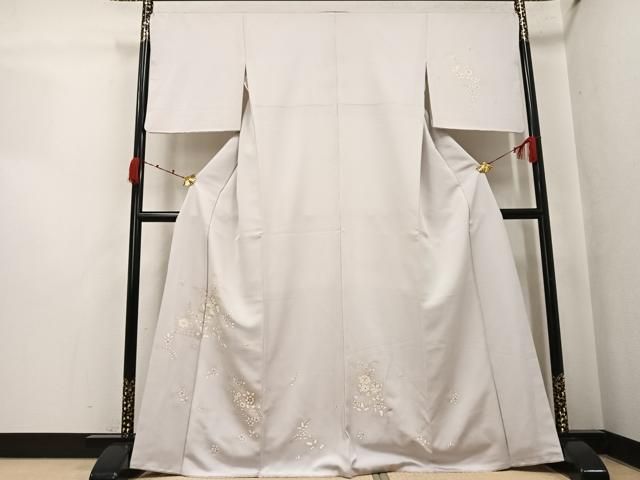 平和屋着物●訪問着　駒刺繍　草花文　金彩　正絹　逸品　AABK2252ph