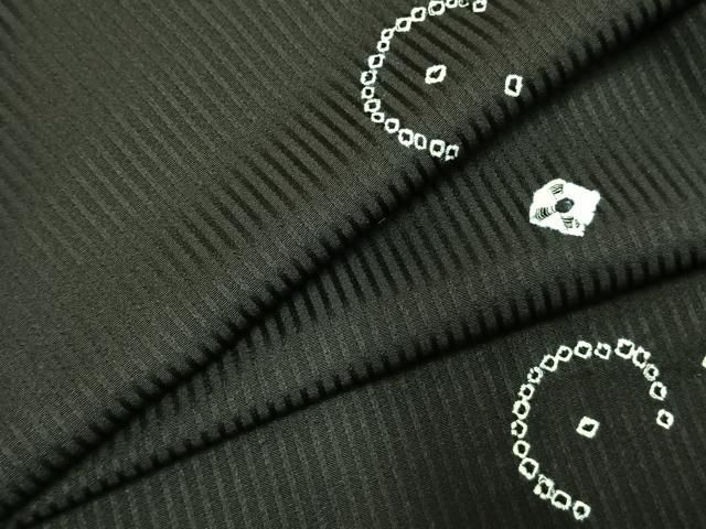 平和屋着物●上質な小紋 絞り 幾何学文様 黒地 正絹 逸品 AABK1183fy