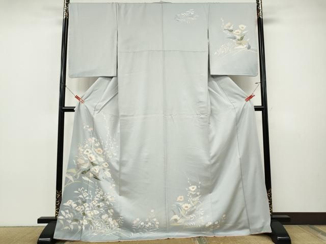 平和屋着物●訪問着　草花文　暈し染め　金彩　ロング丈　正絹　逸品　CABI9856ut