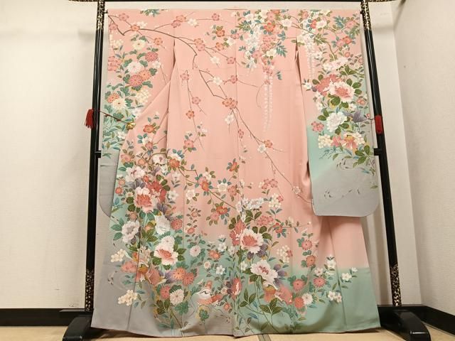平和屋着物●豪華振袖　友禅　枝花文　暈し染め　正絹　逸品　AABK2149ph 35,490円