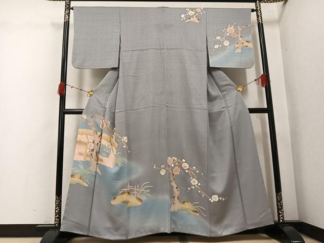 平和屋着物●訪問着　枝梅文　暈し染め　金彩　正絹　逸品　AABK2157ph