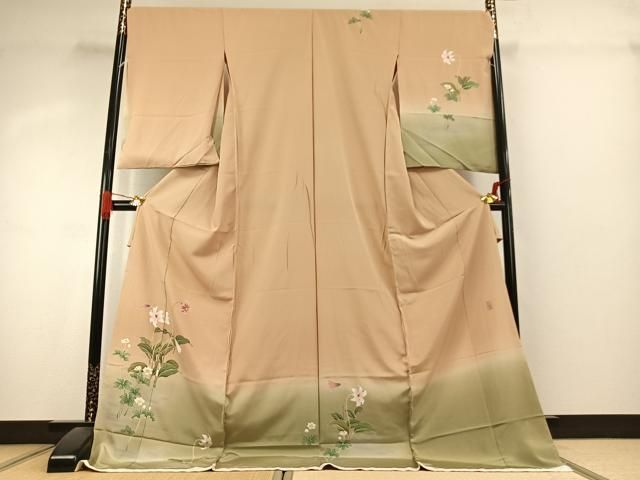 平和屋着物●京友禅　阪東峰彩　訪問着　草花文　暈し染め　浜ちりめん　仮絵羽　正絹　逸品　未使用　AABK1116fy 30,420円