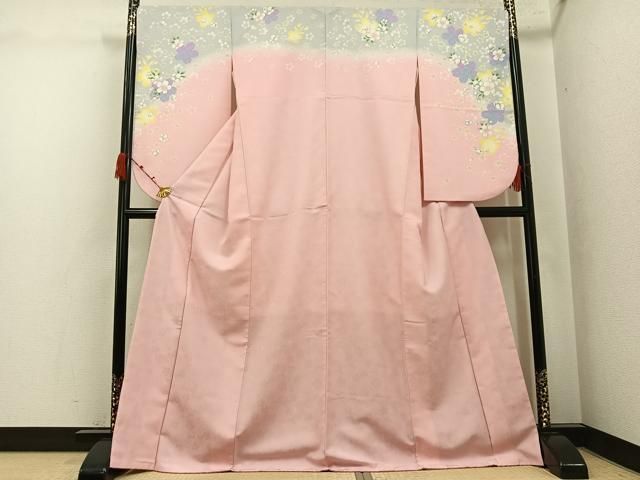 平和屋着物●小振袖　二尺袖　舞花文　暈し染め　洗える着物　AABK2135ph