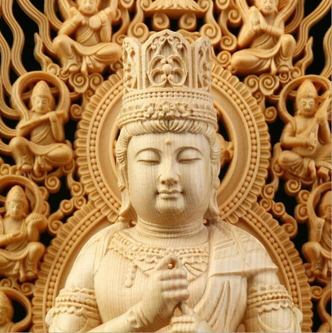 極上品/綺麗 総檜材 仏教工芸品 木彫仏像 精密彫刻 仏師で仕上げ品 大
