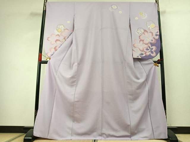 平和屋着物●小振袖　二尺袖　雪輪花文　洗える着物　AABK1050fy