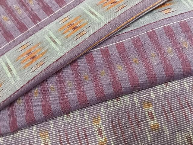 平和屋着物●上質な紬　横段文　正絹　逸品　AABJ4840fy