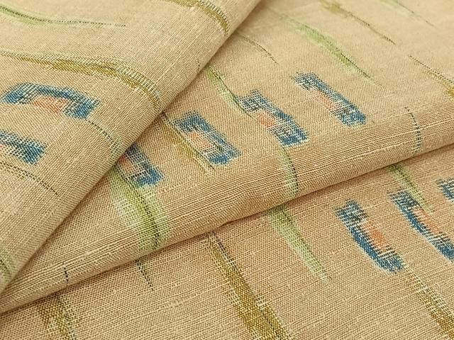 平和屋着物▽上質な紬　単衣　幾何学文様　正絹　逸品　AABK1940jh 17,082円