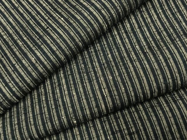 平和屋着物●男性　本場結城玉紬　縞　反端付き　正絹　逸品　AABJ4810fy