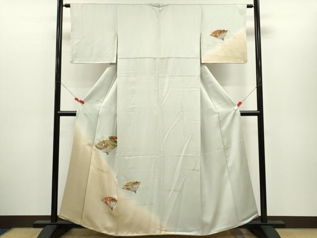 平和屋着物●訪問着　扇面吉祥花文　暈し染め　金彩　正絹　逸品　CABH7968ze