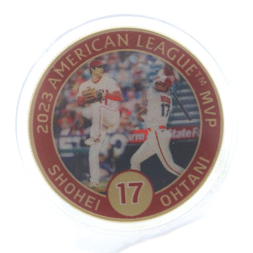 ノーブランド 大谷翔平選手 2023年アメリカン・リーグMVP受賞記念 ゴールドコイン 24金メッキ シリアルナンバー有り ゴールド色 /YO7