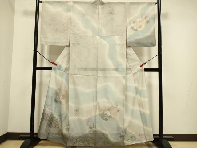 平和屋着物▽訪問着 無双 紗袷 紗×紗 草花文 暈し染め 金彩 正絹 逸品 DABH4717du