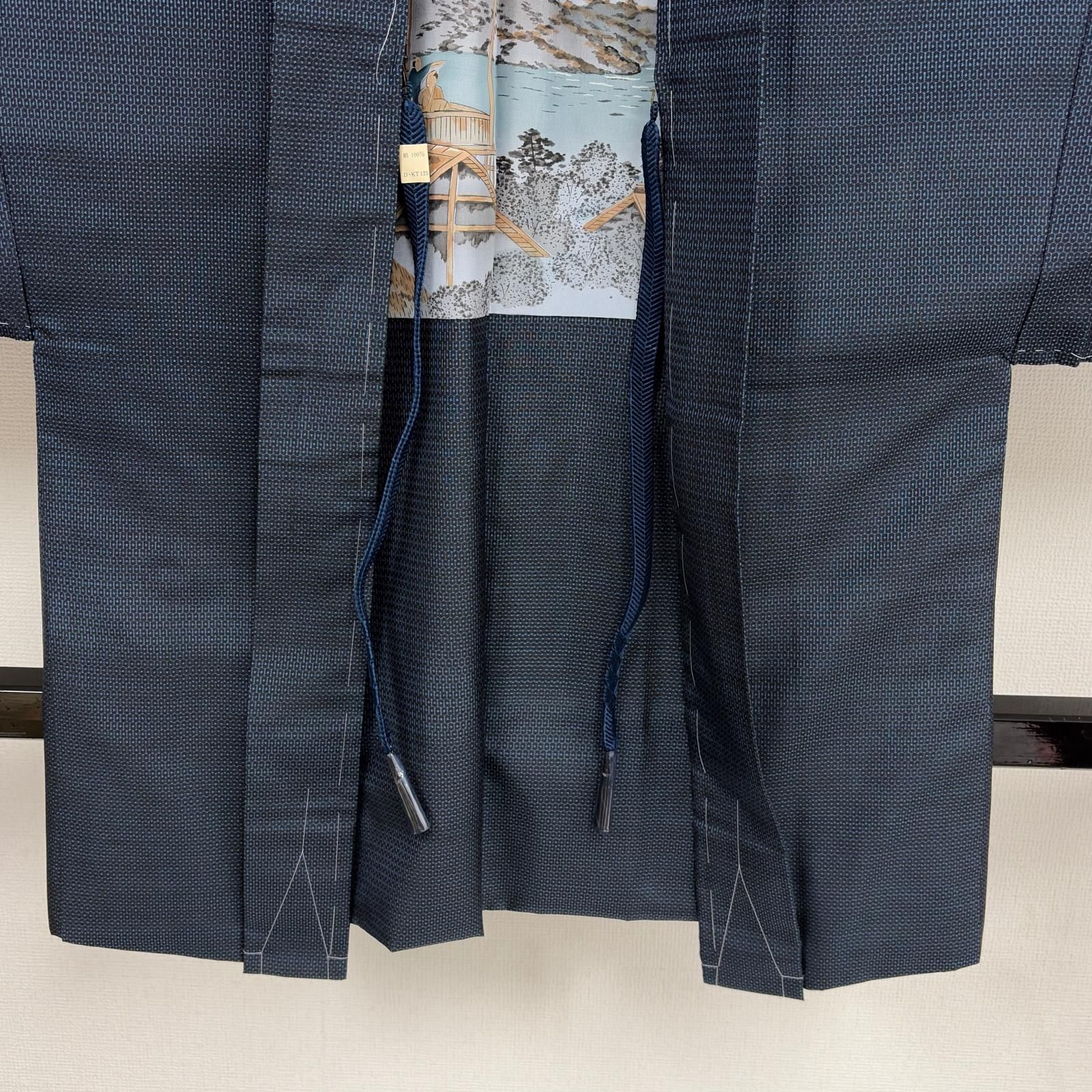 男本場大島紬　新品　100亀甲　手織り　泥染め　藍染め　90826 男羽織り 正絹 本場大島紬 亀甲 泥藍染め MK-9980 - メルカリ