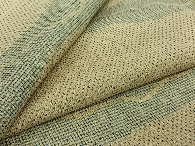 平和屋着物▽お召　単衣　横段文　正絹　逸品　AABJ9829jh