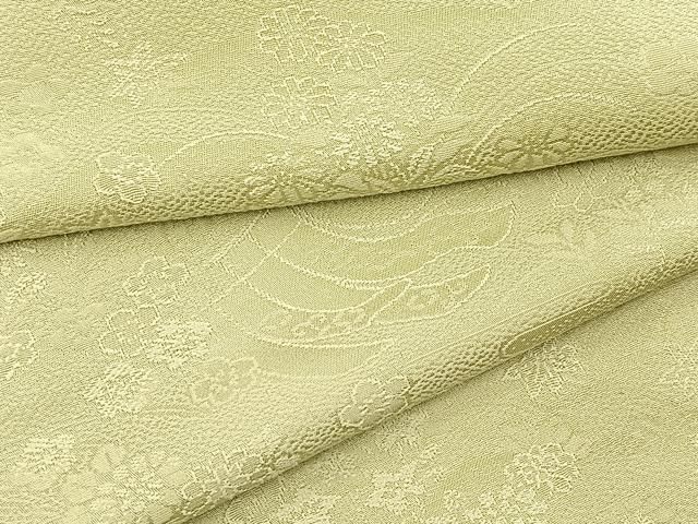 平和屋着物●上質な色無地　吉祥花地紋　裏柳色　正絹　逸品　未使用　BAAX9044yc