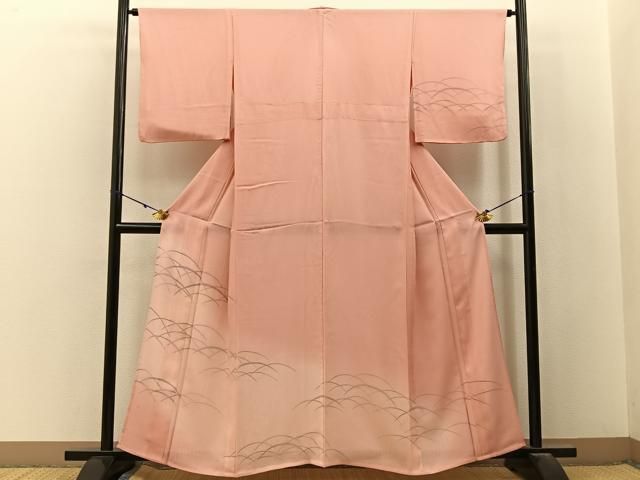 平和屋着物▽訪問着　無双　紗袷　紗×絽　芝草文　暈し染め　正絹　逸品　BAAX6934hj