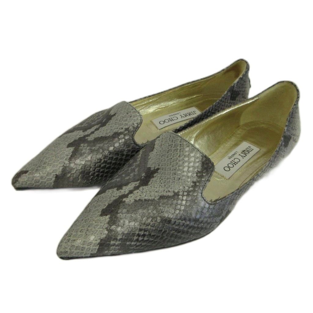 ジミーチュウ JIMMY CHOO フラットパンプス レザー パイソン型押し