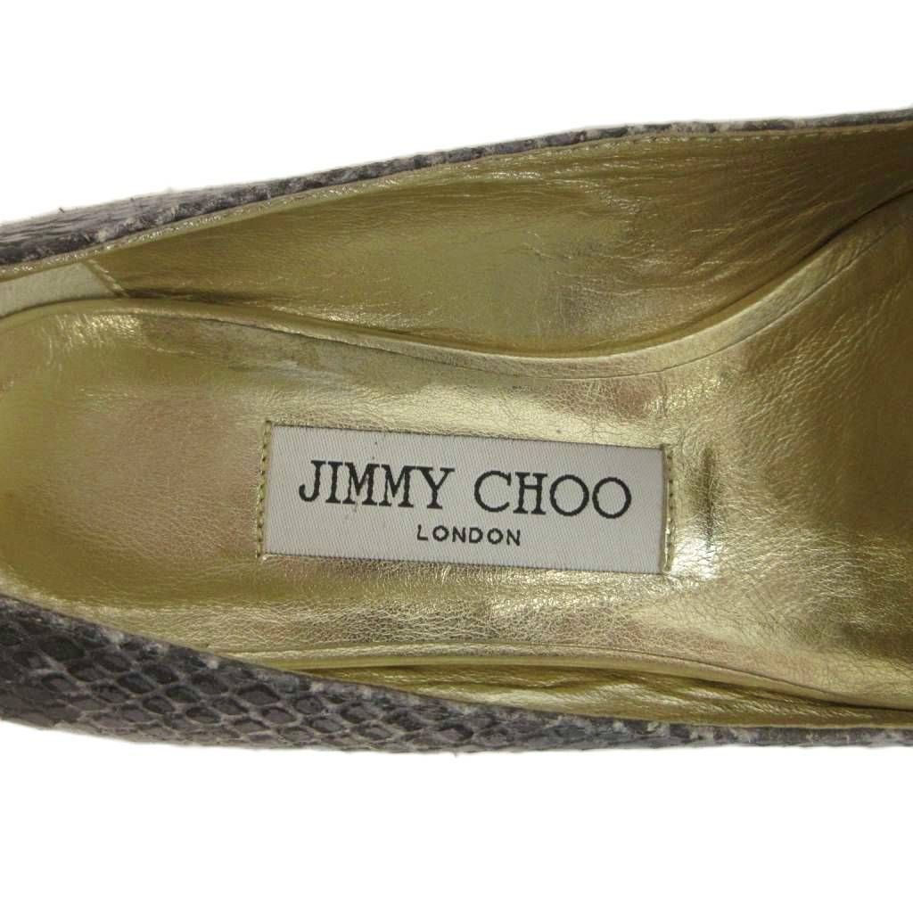 ジミーチュウ JIMMY CHOO フラットパンプス レザー パイソン型押し