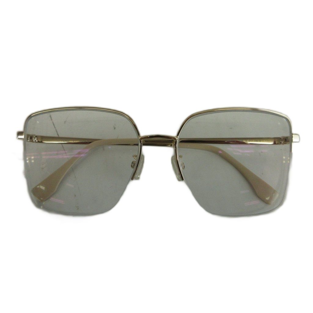 フェンディ FENDI 眼鏡 メガネ 度入り メタルフレーム ハーフリム スクエア 56□17-140 ゴールド色 FE50091U /XZ ■GY19
