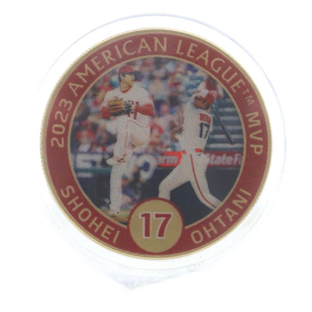ノーブランド 大谷翔平選手 2023年アメリカン・リーグMVP受賞記念 ゴールドコイン 24金メッキ シリアルナンバー有り ゴールド色 /YO6