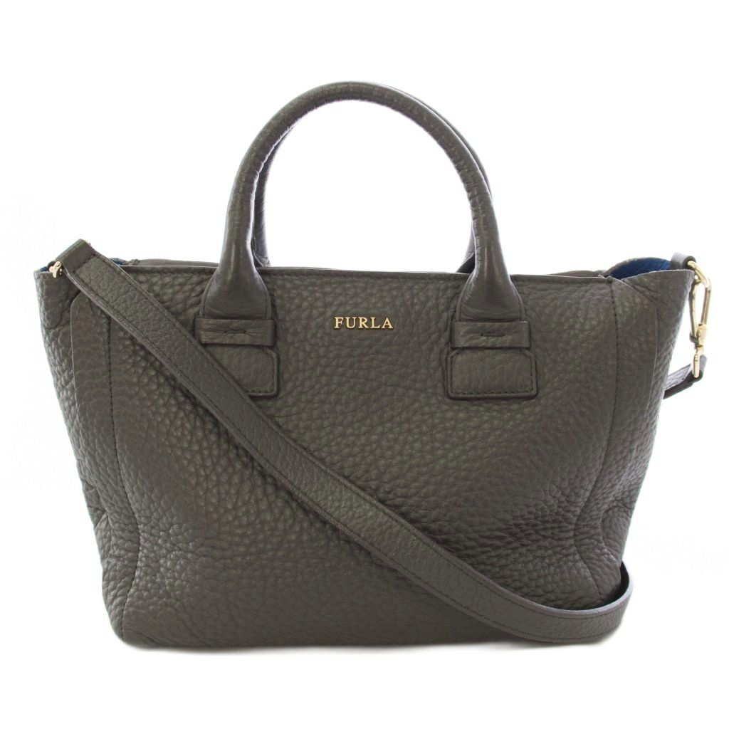 フルラ FURLA カプリッチョ ハンドバッグ ショルダーバッグ 2WAY レザー ロゴ グレー /TK ■GY18