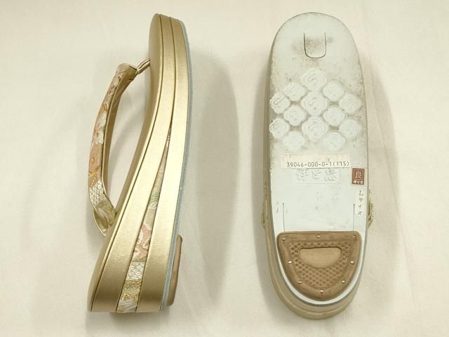 平和屋着物●男性　和装小物　草履　伊と忠　ゴールド　逸品　未使用　AABJ1027ay 平和屋着物○和装小物 和装バッグ・草履セット 伊と忠 ハンドバッグ