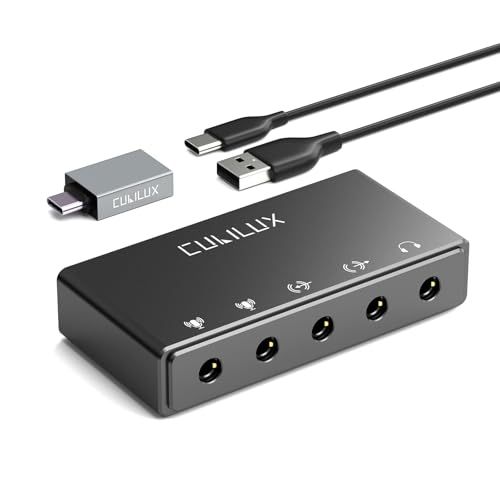 Cubilux CB5 USB録音用オーディオインターフェース ? ストリーミング・ポッドキャスト対応USBオーディオキャプチャ サウンドカード、ステレオマイク入力・ライン入力・ライン出力・ヘッドホン端子搭載、Windows/Mac対応e