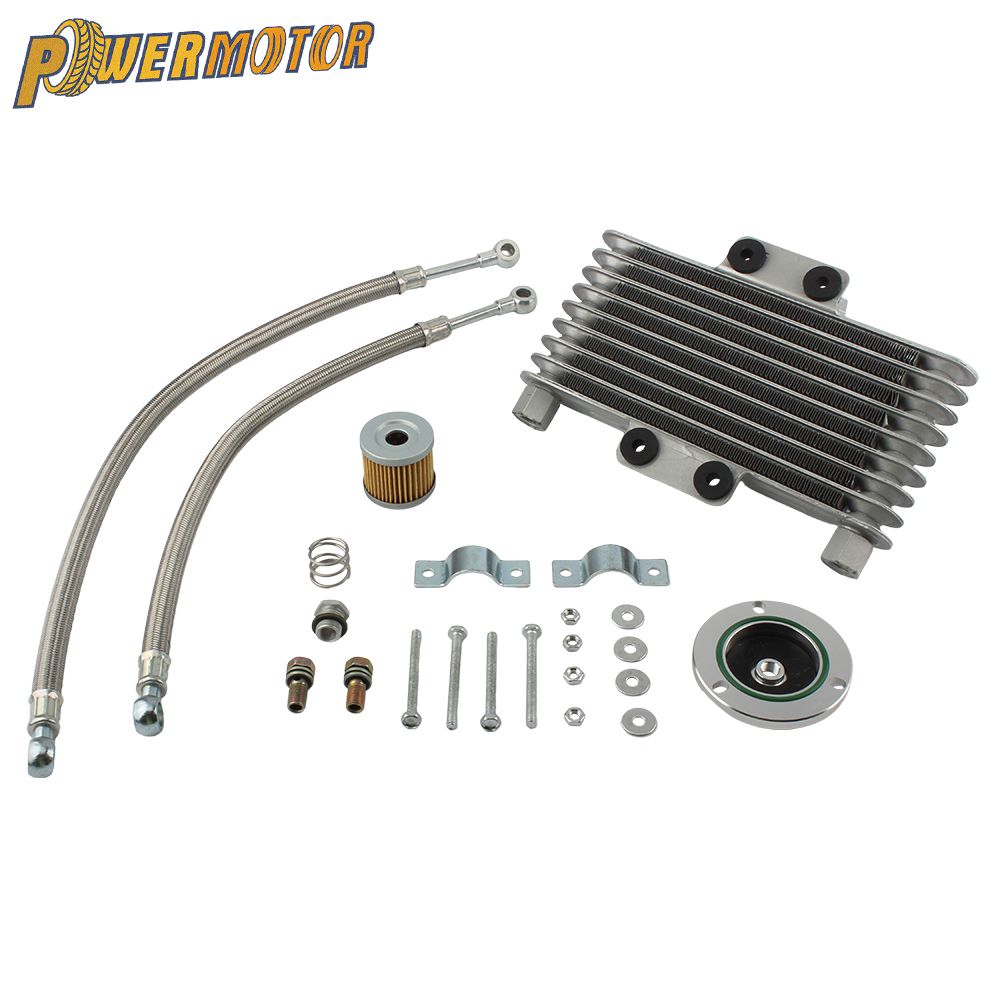 PowerMotor モトクロス オイルクーラー 冷却ラジエーター 8段式 125〜400cc GS GN GZ GSX EN KTM ホンダ ヤマハ カワサキ対応
