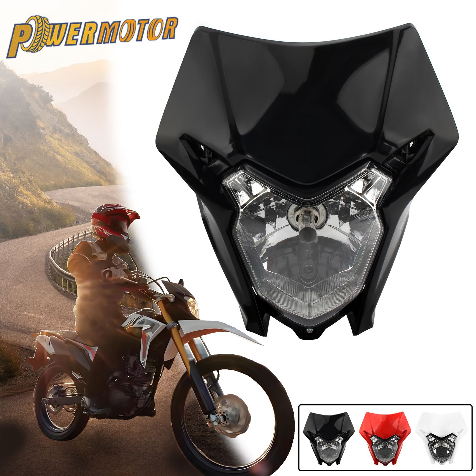 PowerMotor ホンダ CRF150L 150R 150F 230L 250L 250X 250M 300 450L 450X 450RL対応 LEDハロゲンヘッドライト