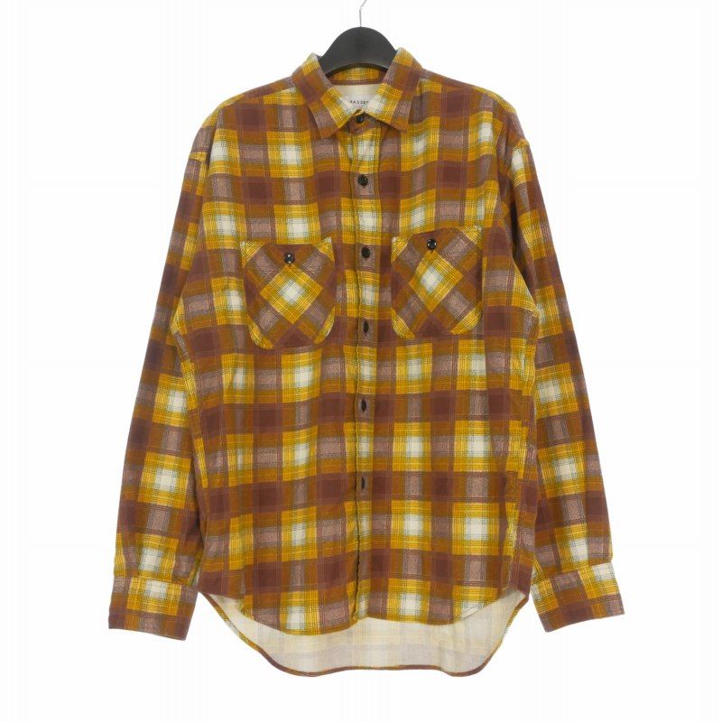 マシス MASSES FLANNEL PLAID SHIRT フランネル チェックシャツ 長袖 S マスタード/ブラウン/ホワイト 17,821円