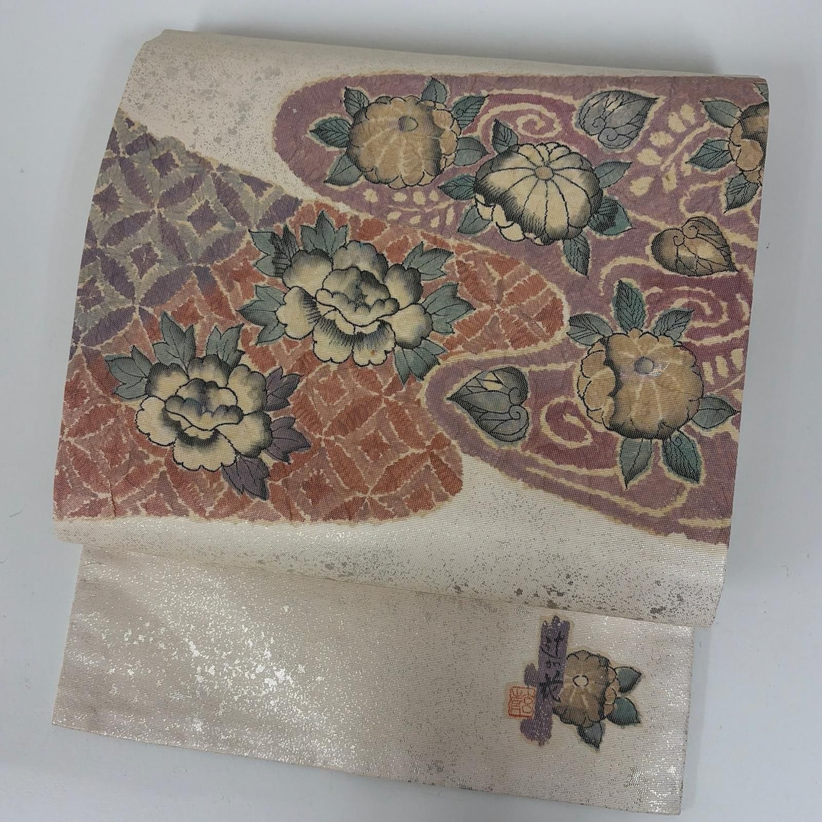 付け下げ　辻ヶ花　ちりめん作家もの　正絹 名古屋帯 正絹 辻が花 上品な加工 九寸 MA-9330 - メルカリ