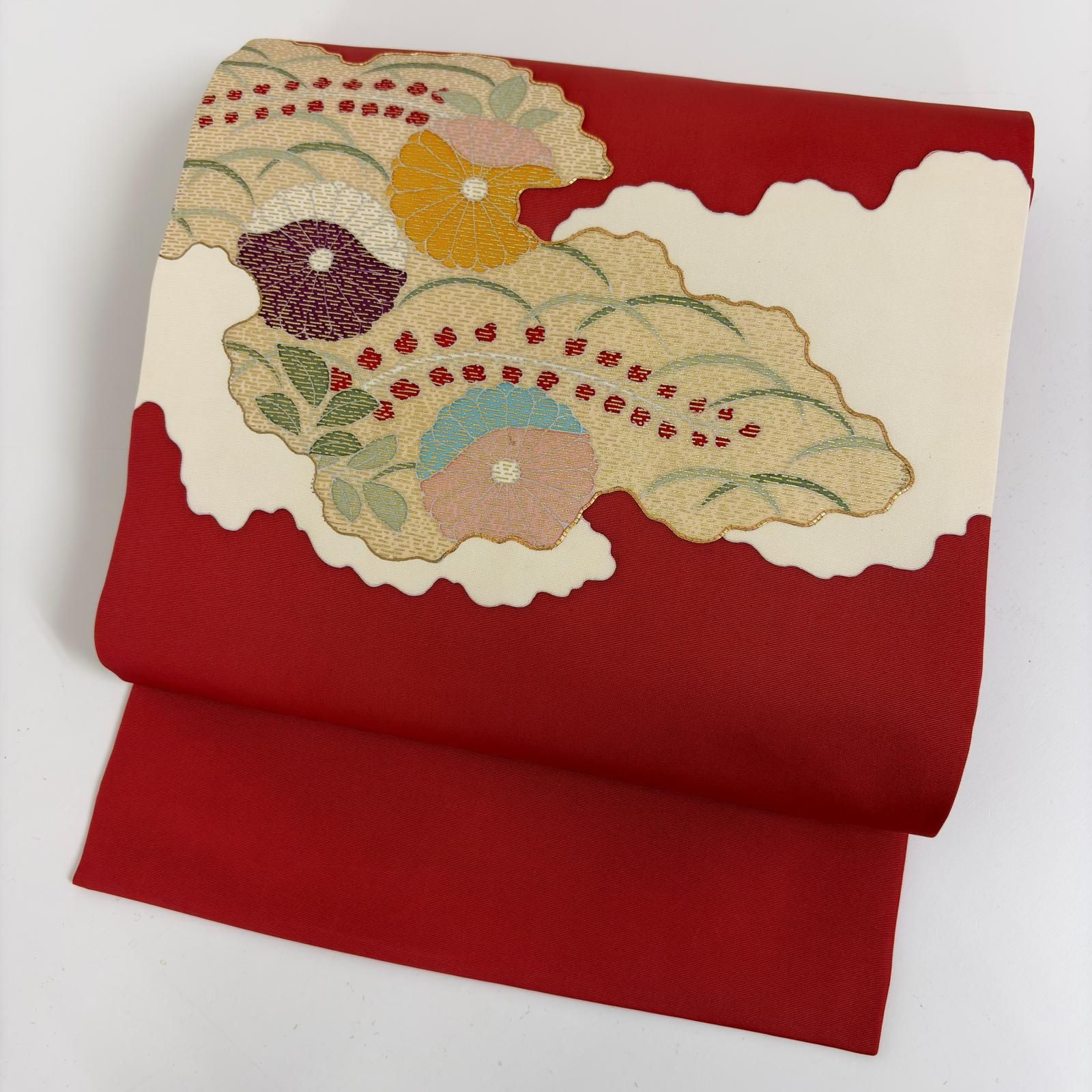 名古屋帯 正絹 塩瀬 金駒刺繍 素敵な染め 九寸 c-1139 - メルカリ