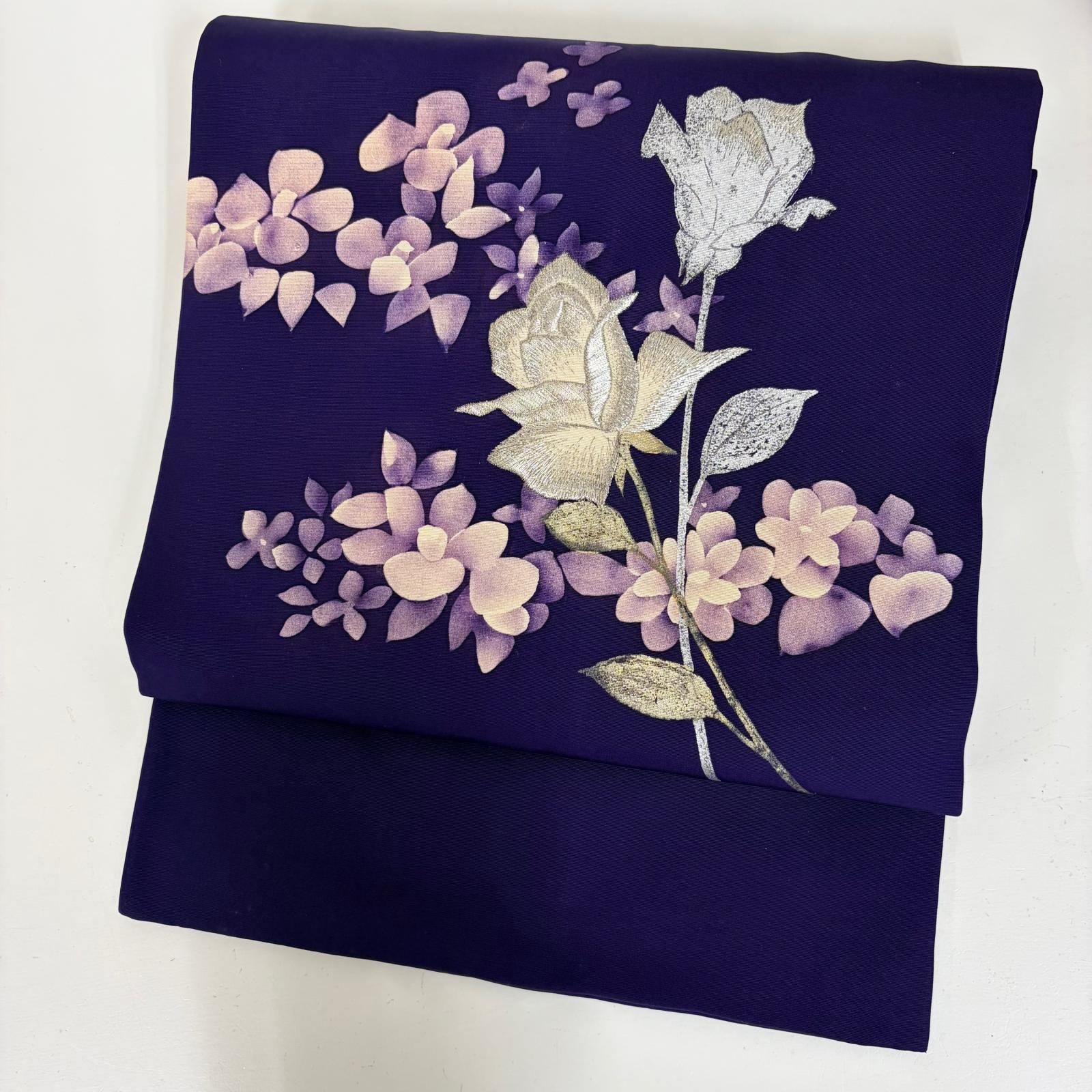 名古屋帯 正絹 塩瀬 刺繍の花 染め 九寸 c-997 - メルカリ