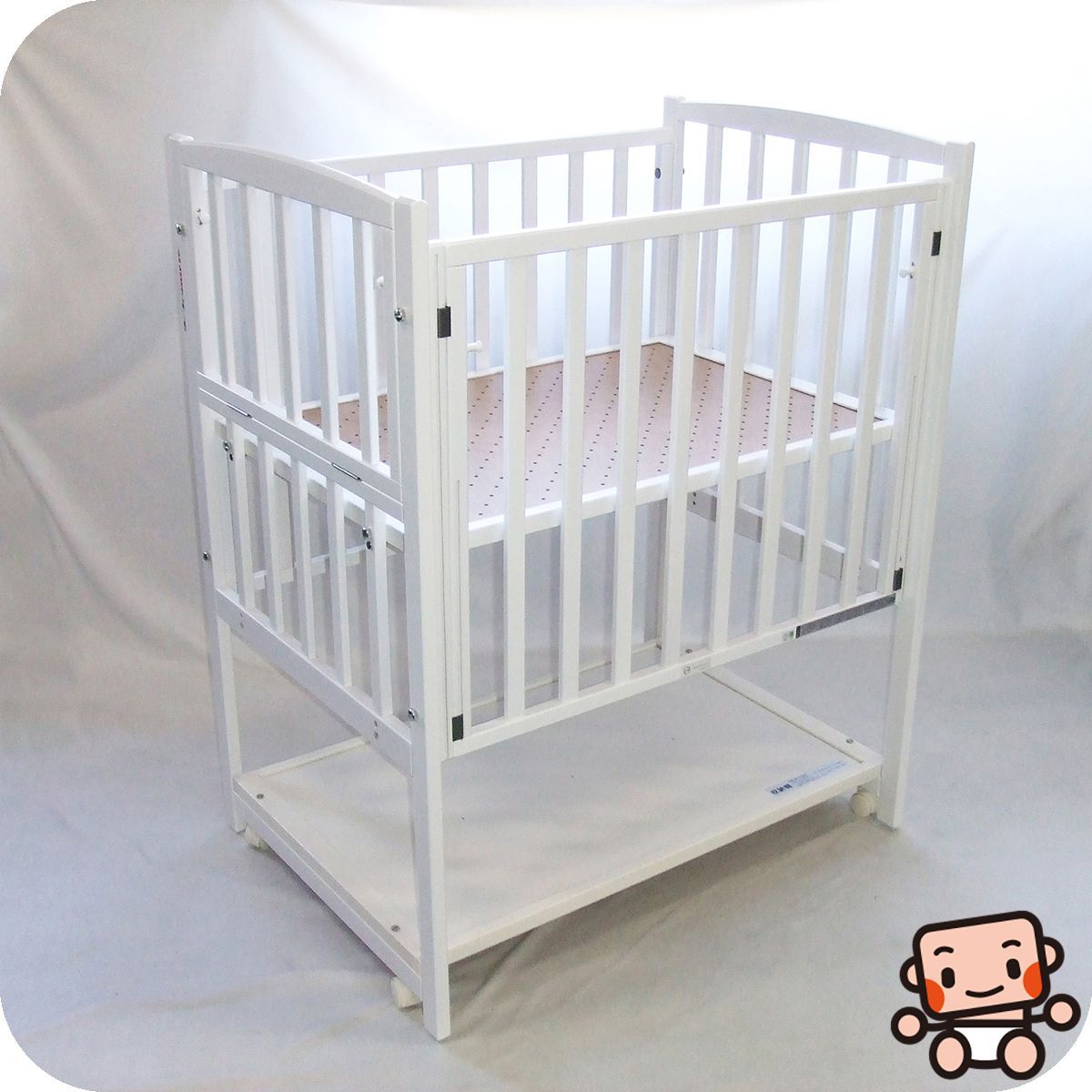 【お得っ!厳選中古】綺麗 ベビーベッド コンパクトベッド ツーオープン ヤマサキ ミニサイズ 日本製 中古ベビーベッド 【B.綺麗】