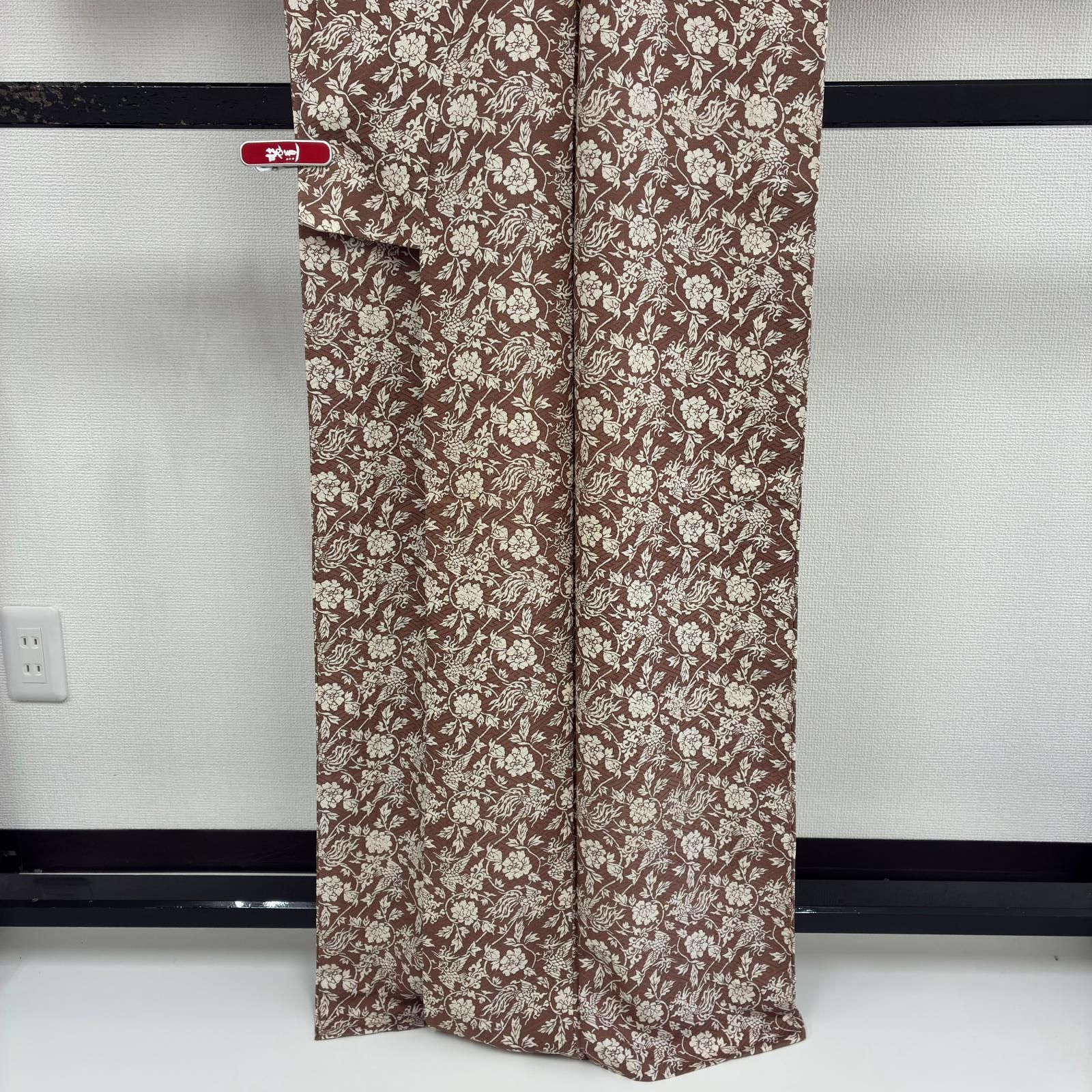 単衣 小紋 正絹 型染め 花唐草 鳳凰 着物 d-939 - メルカリ