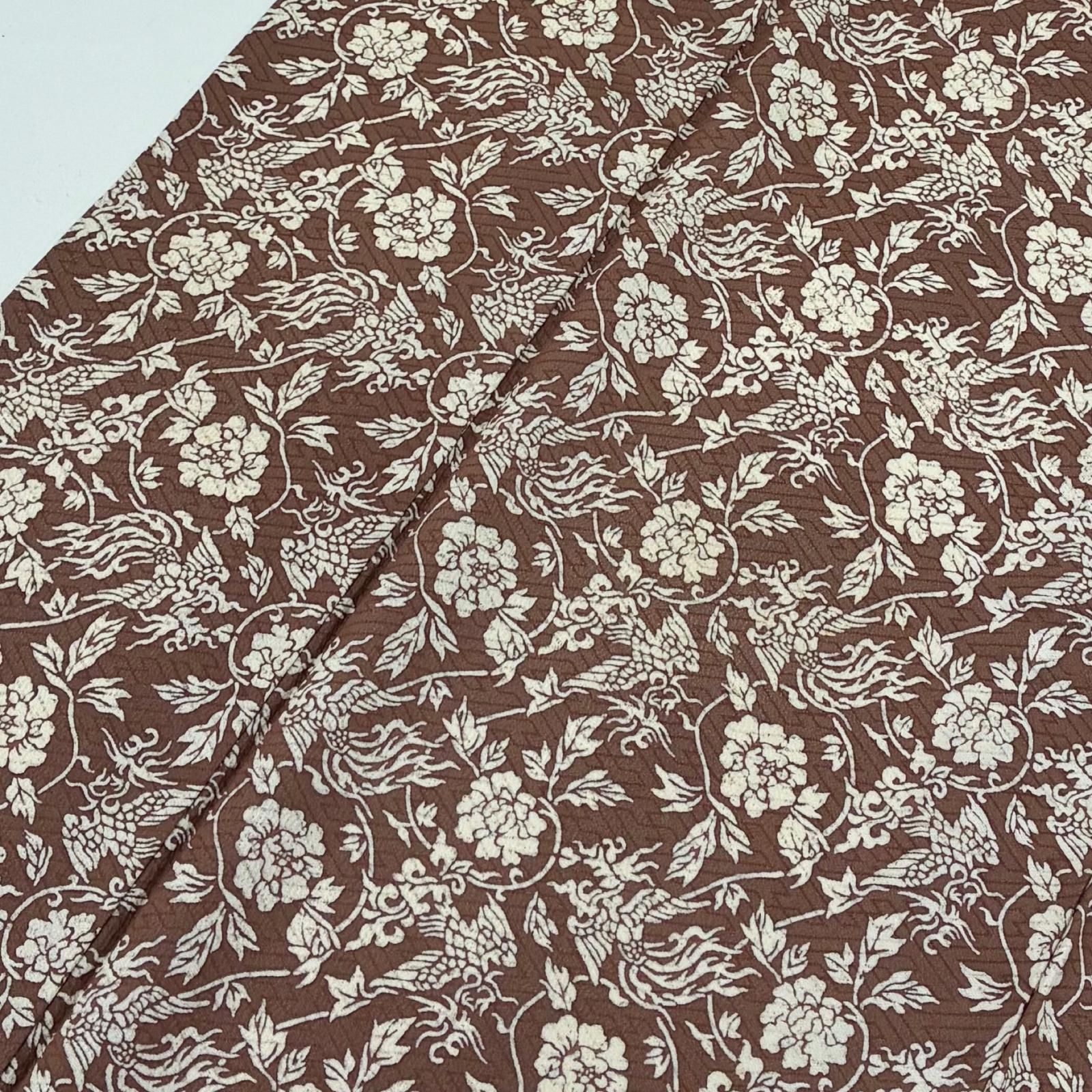 単衣 小紋 正絹 型染め 花唐草 鳳凰 着物 d-939 - メルカリ