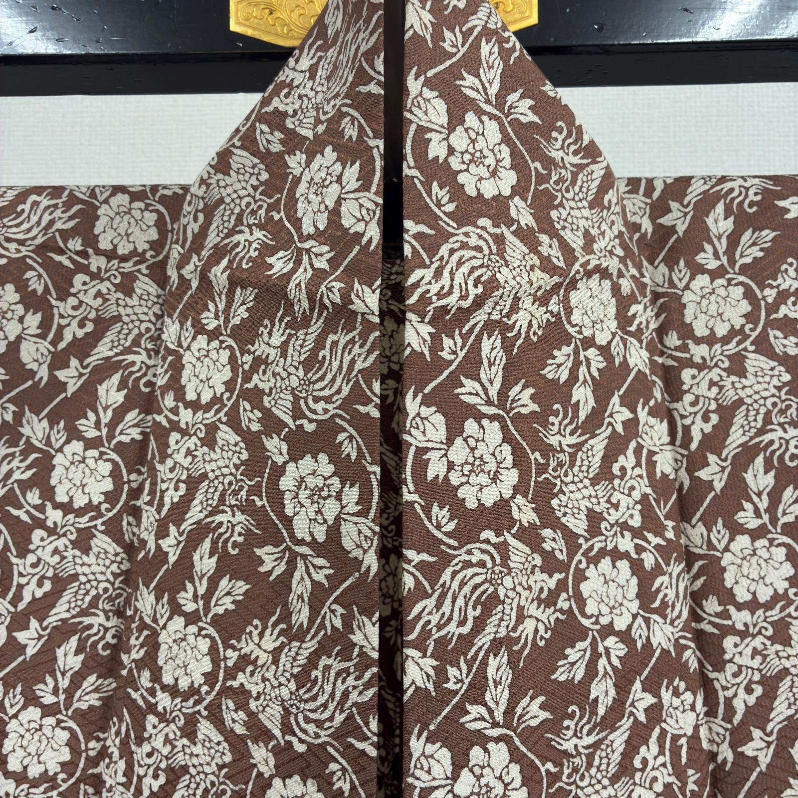 単衣 小紋 正絹 型染め 花唐草 鳳凰 着物 d-939 - メルカリ