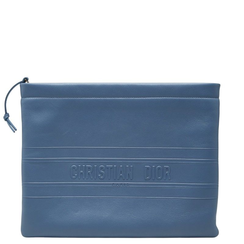 ディオール クラッチバッグ セカンドバッグ ブルー系 ゴールド レザー レディース Dior【1-0278861】