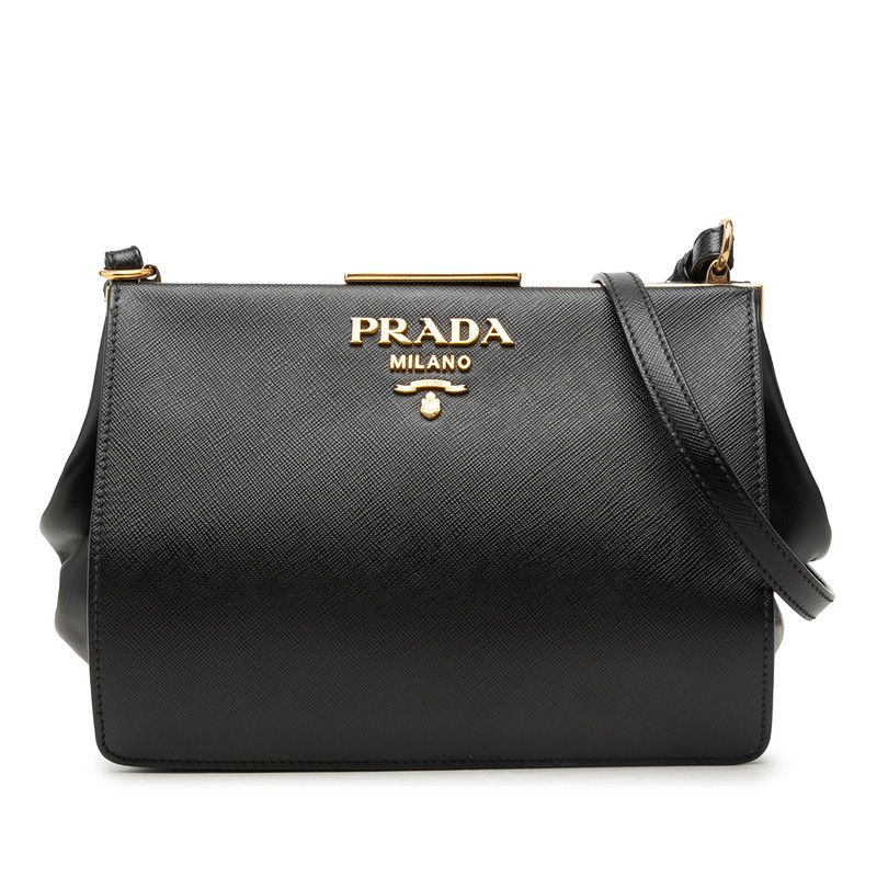 プラダ 斜め掛け ショルダーバッグ ブラック サフィアーノレザー レディース PRADA【1-0281734】