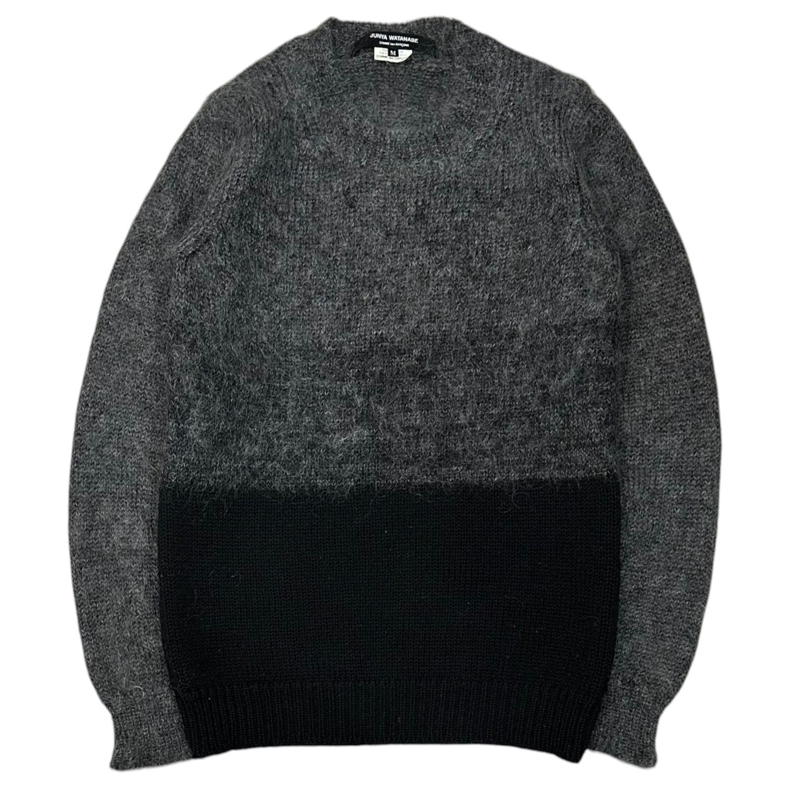 JUNYA WATANABE COMME des GARCONS(ジュンヤワタナベコムデギャルソン) 2014AW Wo/Mo Hybrid Knit ウール モヘア ハイブリット ニット JU-N013 M グレー×ブラック AD2014 ドッキング 16,335円