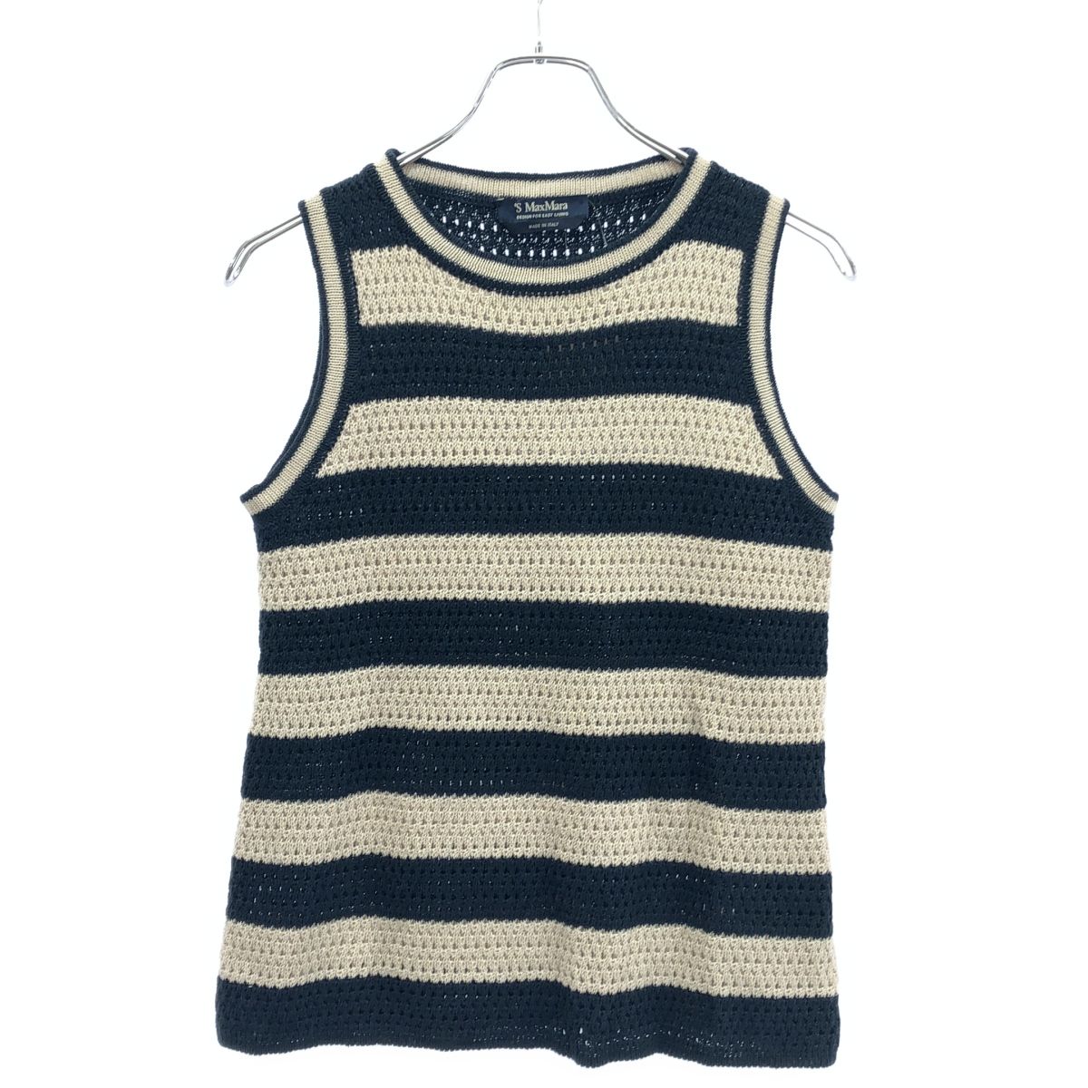 S Max Mara エス マックスマーラ ボーダーニットベスト 2419361133 ネイビー×ベージュ 7,703円