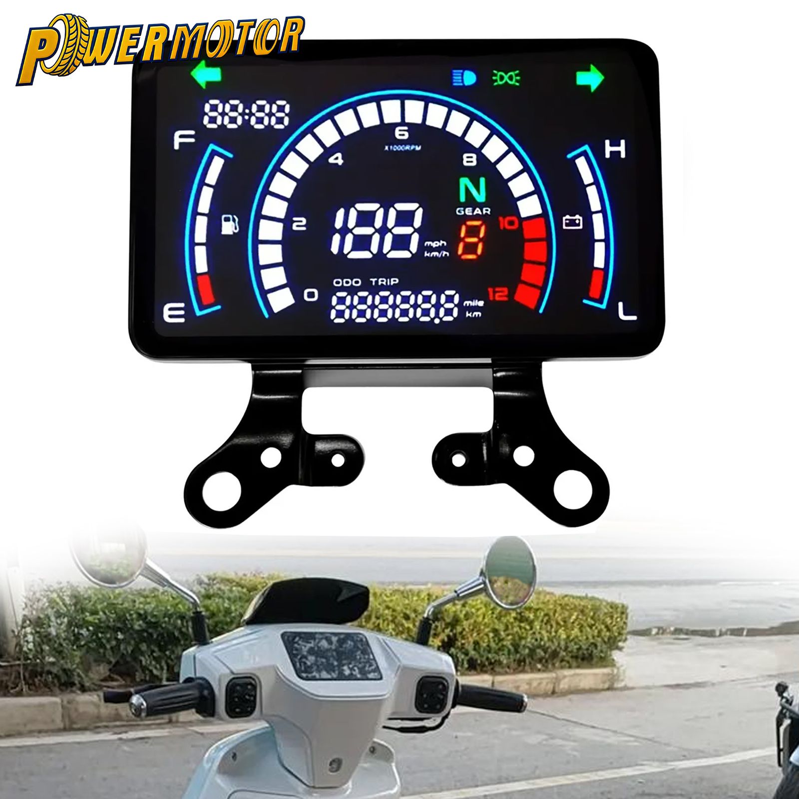 PowerMotor ヴェントライダー150 エクスプレス150 170 エクリプス150 200対応 LCDデジタルスピードメーター タコメーター オドメーター