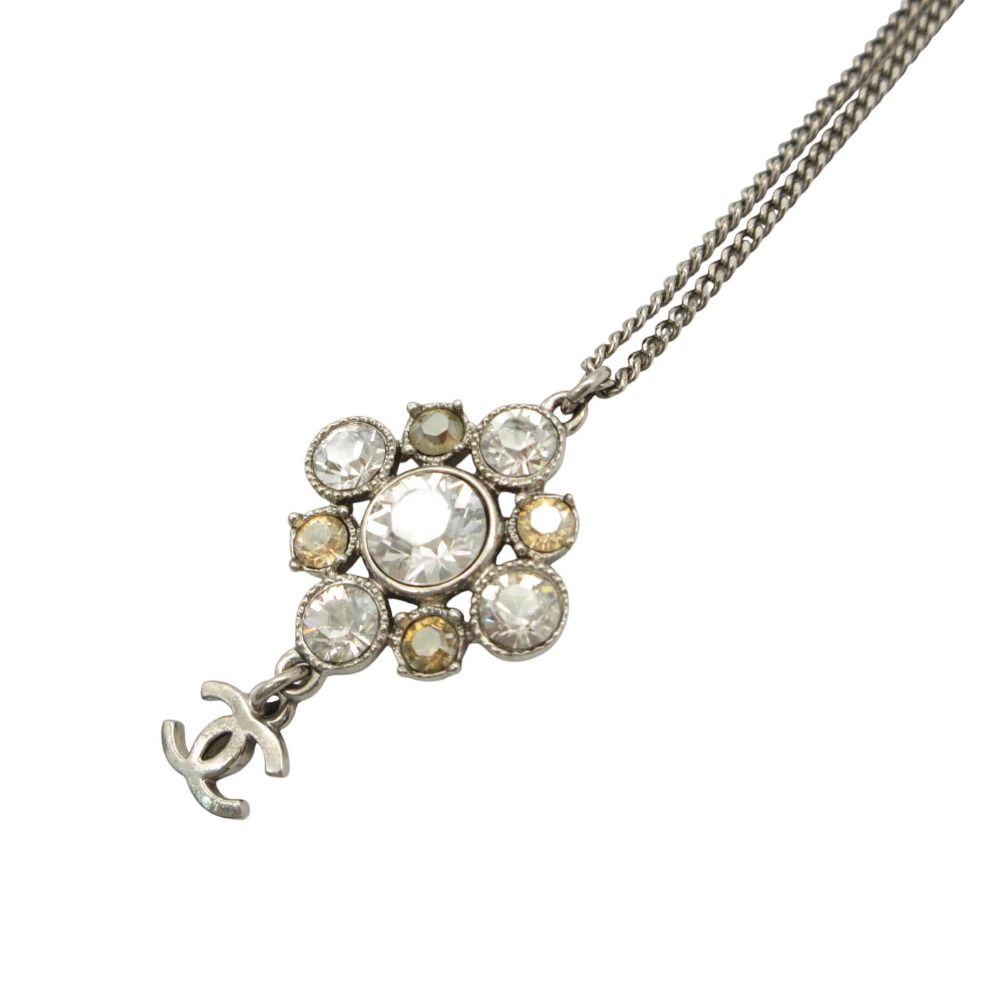 CHANEL シャネル ネックレス ココマーク メタル ラインストーン シルバー レディース 【中古】